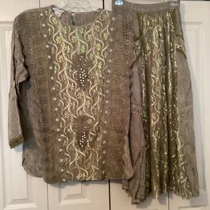 Retro 90’s 2-piece dress skirt & long top Golden River TaeYa size One, Bohemian